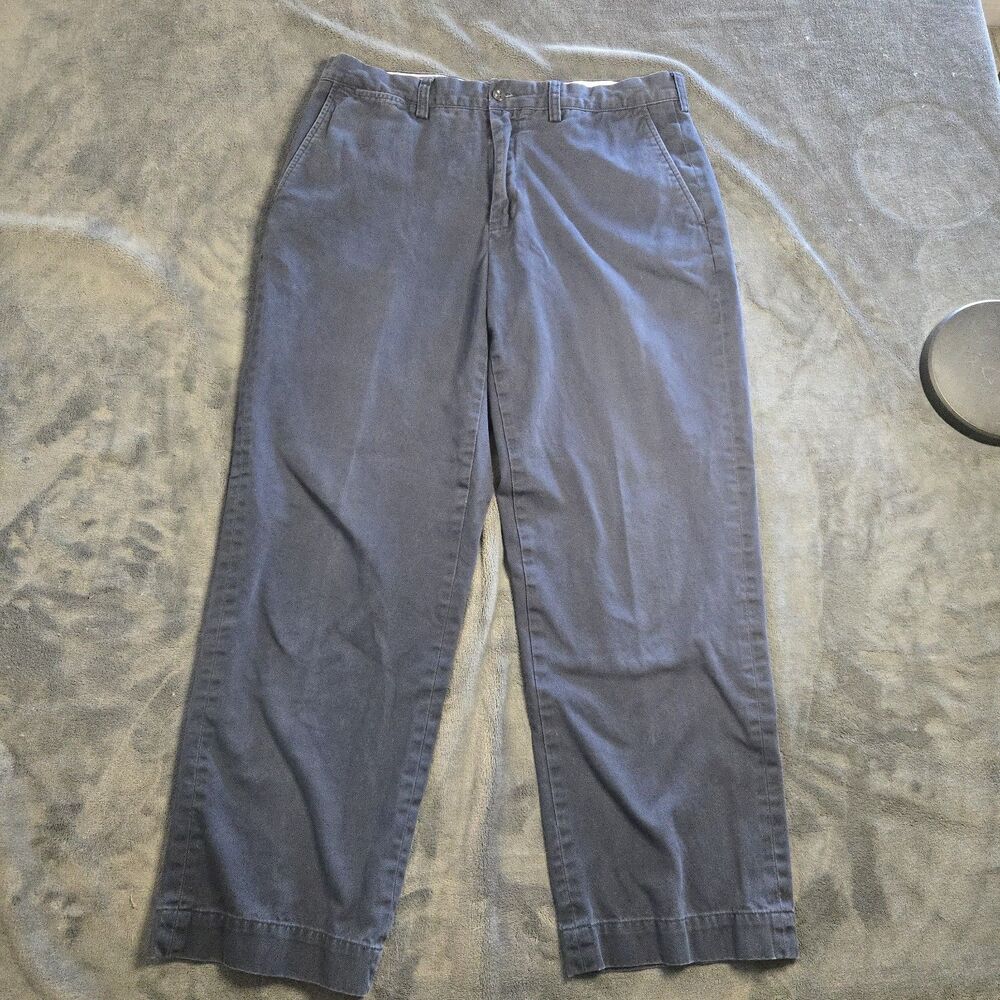 Polo Ralph Lauren Mens Preston Pants Navy Blue Chino 34x30 Flat Front Cotton